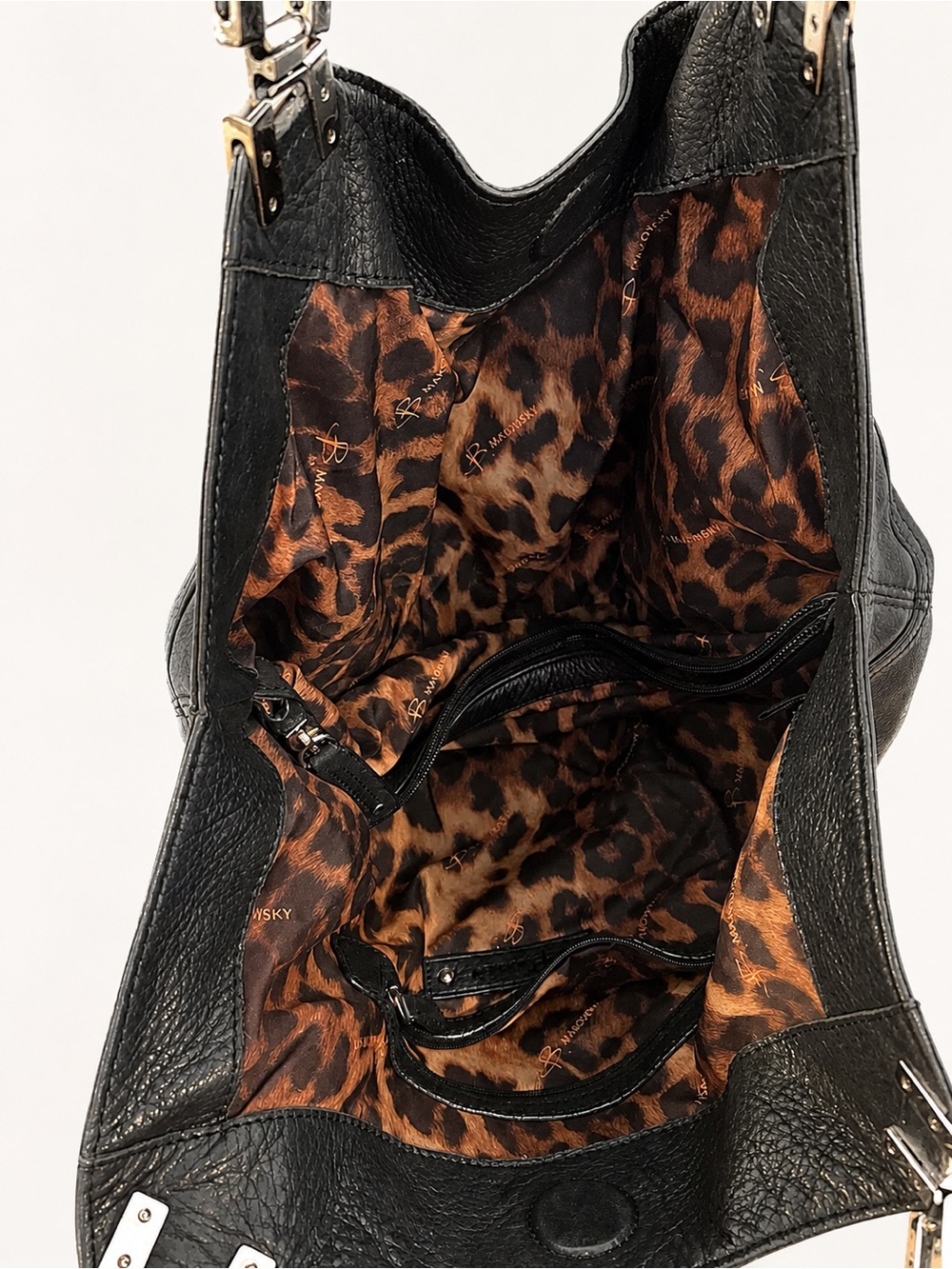B. Makowsky large black genuine leather hobo shoulder bag. - Picture 3 of 5